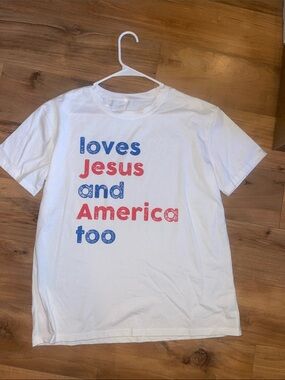 Woman’s Graphic Tee - Loves Jesus and America Too